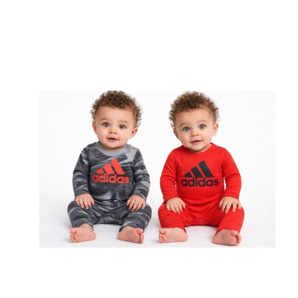 TWO ADIDAS BABY LONG SLEEVE 2 PIECE SET COVERALLS  100 percent cotton